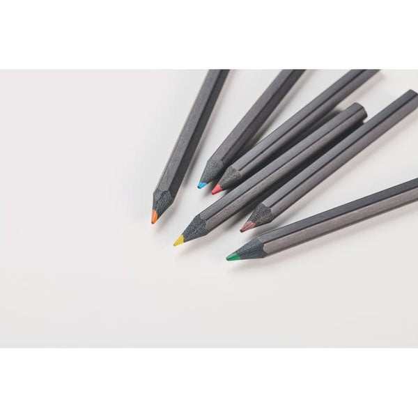 Set 6 matite colorate nere Nero - personalizzabile con logo