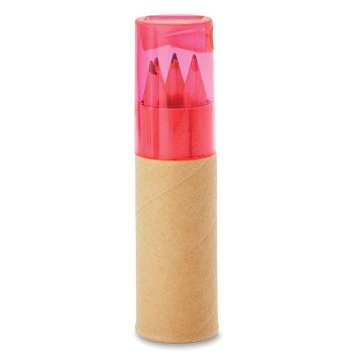 Set 6 matite colorate con temperino rosa - personalizzabile con logo