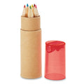 Set 6 matite colorate con temperino rosso - personalizzabile con logo