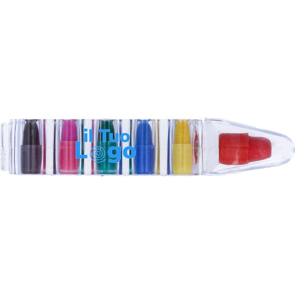 Set 6 pastelli a cera trasparente - personalizzabile con logo