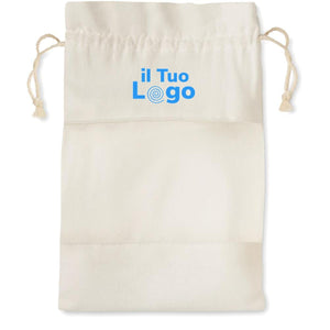 Set bagno in pouch di cotone beige - personalizzabile con logo