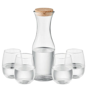 Set bicchieri e caraffa in vetro trasparente - personalizzabile con logo