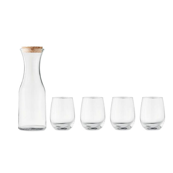 Set bicchieri e caraffa in vetro trasparente - personalizzabile con logo