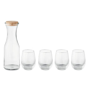 Set bicchieri e caraffa in vetro trasparente - personalizzabile con logo