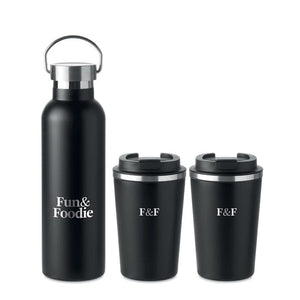 Set bottiglie doppio strato Nero - personalizzabile con logo