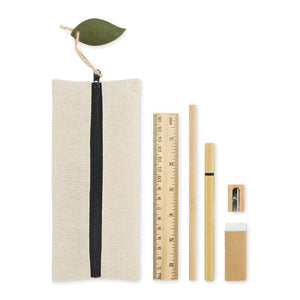 Set cancelleria in iuta Nero - personalizzabile con logo