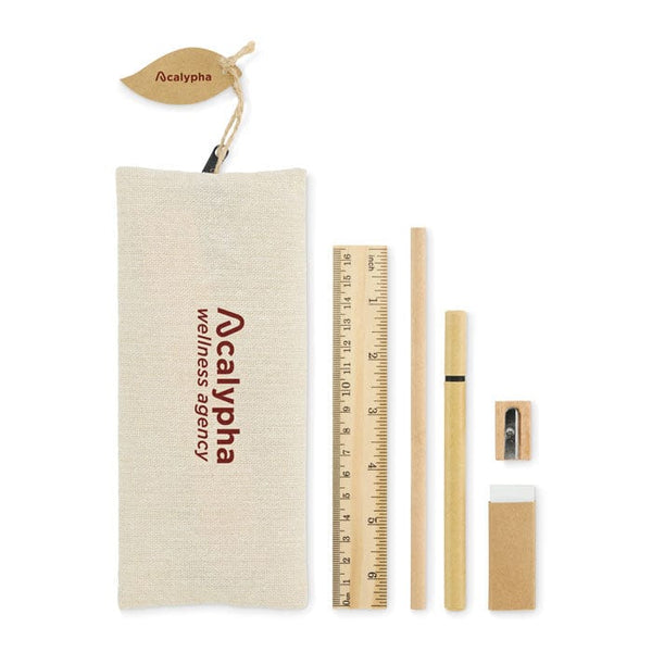 Set cancelleria in iuta Nero - personalizzabile con logo
