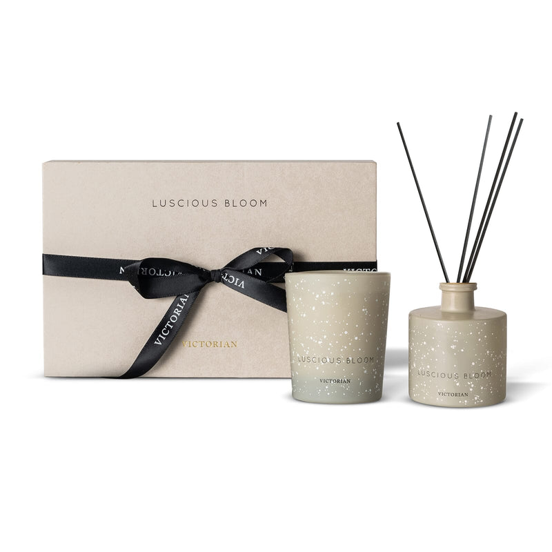 Set candele/diffusori Victorian Luscious Bloom Bianco - personalizzabile con logo