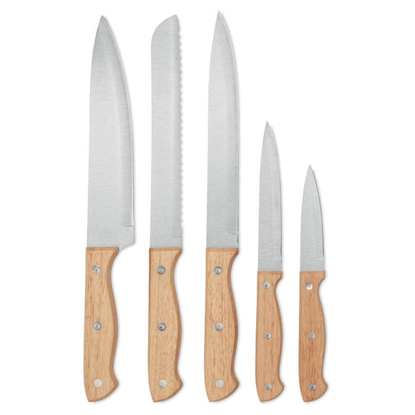 Set ceppo e 6 coltelli beige - personalizzabile con logo