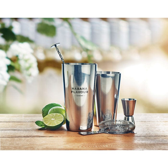 Set cocktail 750ml color argento - personalizzabile con logo