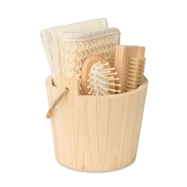 Set da bagno in cestino natural - personalizzabile con logo