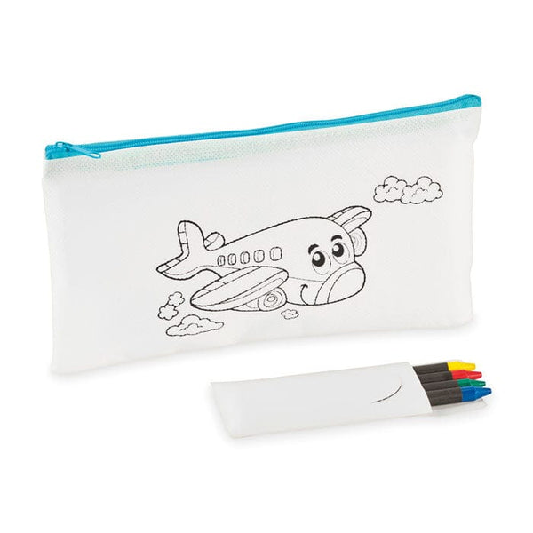 set da colorare con 4 pastelli blu - personalizzabile con logo