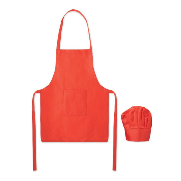 Set da cucina grembiule per bambini Rosso - personalizzabile con logo