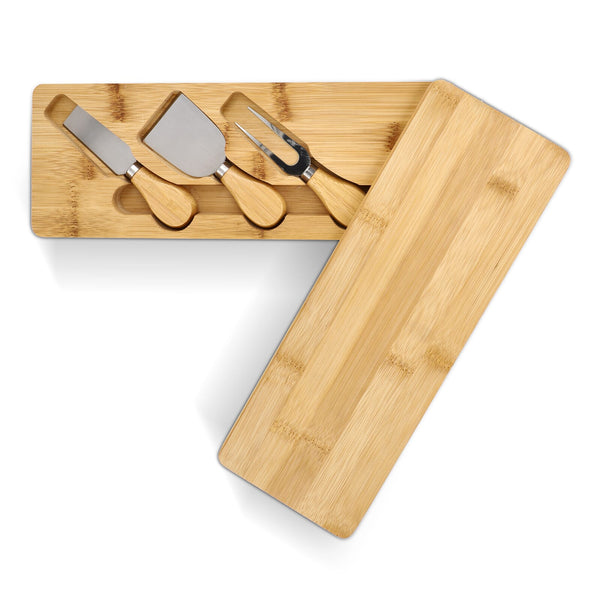 Set da portata per formaggio in bambù da 3 pezzi natural - personalizzabile con logo
