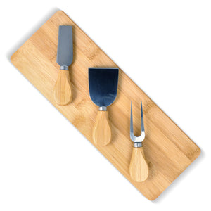 Set da portata per formaggio in bambù da 3 pezzi natural - personalizzabile con logo
