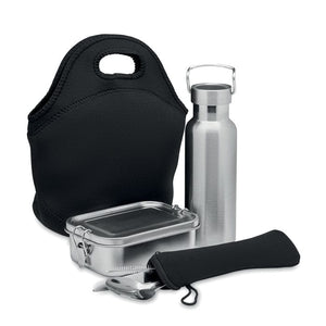 Set da pranzo in acciaio inox Nero - personalizzabile con logo