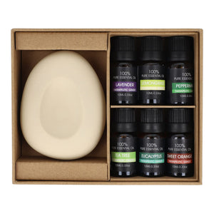 Set da regalo InsideOut Aroma Pebble con 6 oli essenziali beige - personalizzabile con logo