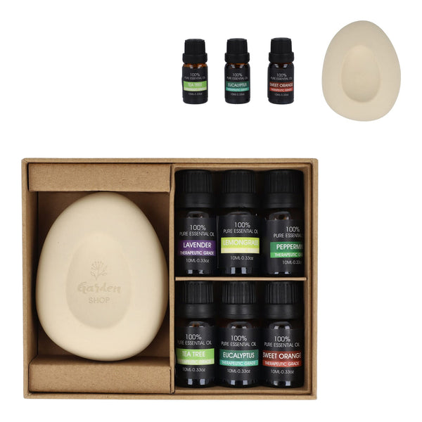Set da regalo InsideOut Aroma Pebble con 6 oli essenziali beige - personalizzabile con logo