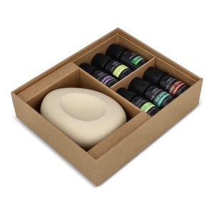 Set da regalo InsideOut Aroma Pebble con 6 oli essenziali beige - personalizzabile con logo