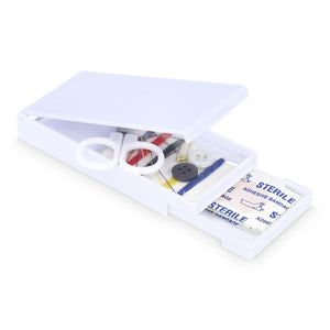 Set da viaggio per cucito e cerotti in scatola in PP Bianco - personalizzabile con logo