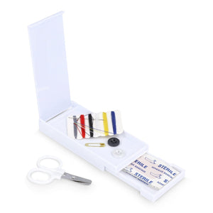 Set da viaggio per cucito e cerotti in scatola in PP Bianco - personalizzabile con logo