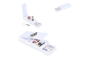 Set da viaggio per cucito e cerotti in scatola in PP Bianco - personalizzabile con logo