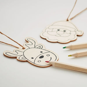 Set decorazioni in legno da colorare beige - personalizzabile con logo