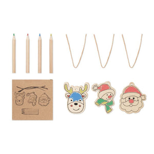 Set decorazioni in legno da colorare beige - personalizzabile con logo