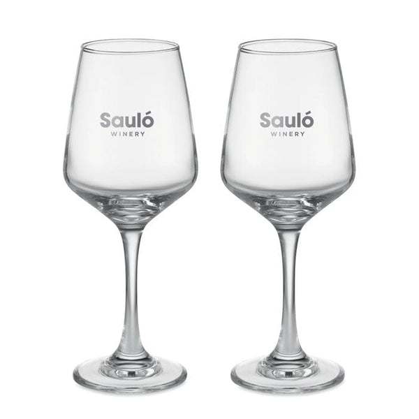 Set di 2 bicchieri da vino trasparente - personalizzabile con logo