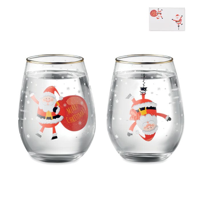 Set di 2 bicchieri di Natale bianco - personalizzabile con logo