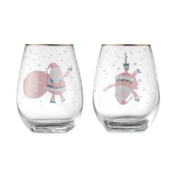 Set di 2 bicchieri di Natale bianco - personalizzabile con logo