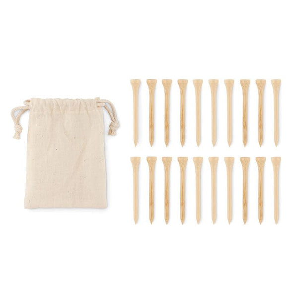 Set di 20 tee da golf in bamboo beige - personalizzabile con logo