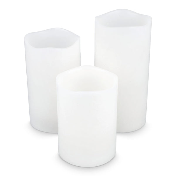 Set di 3 candele in cera LED Koselys (alimentate a batteria) Avorio - personalizzabile con logo