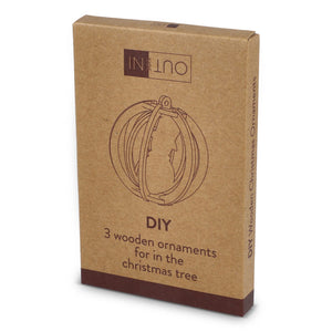 Set di 3 ornamenti natalizi in legno FSC InSideOut natural - personalizzabile con logo