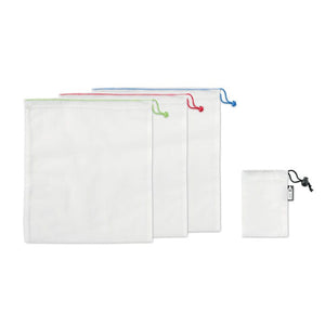 Set di 3 sacche in RPET bianco - personalizzabile con logo