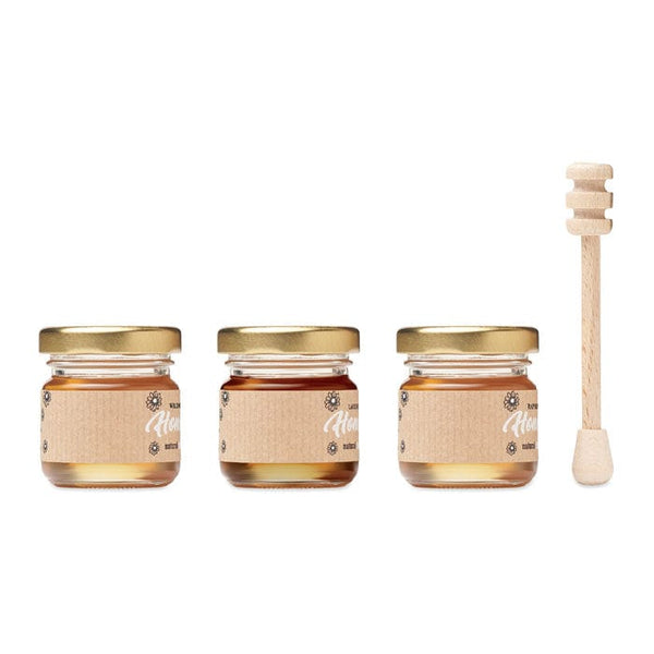 Set di 3 vasetti di miele mille beige - personalizzabile con logo