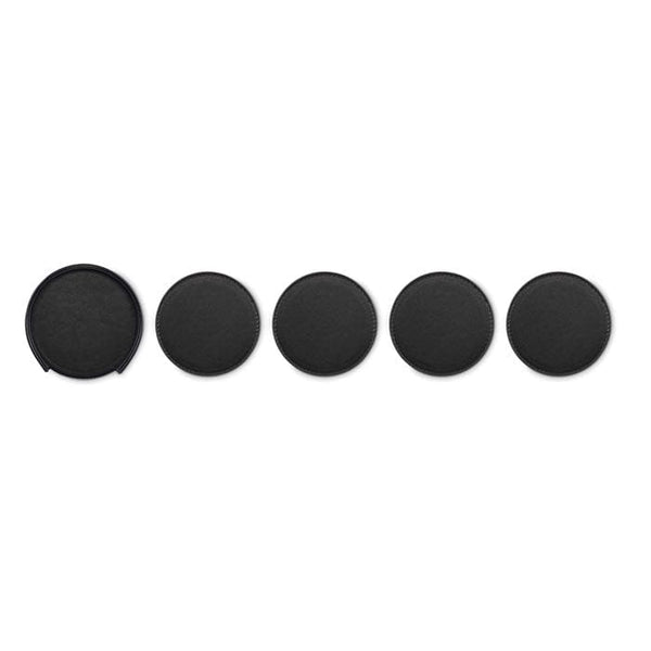 Set di 4 sottobicchieri in PU Nero - personalizzabile con logo