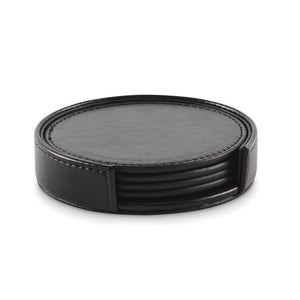Set di 4 sottobicchieri in PU Nero - personalizzabile con logo