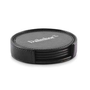 Set di 4 sottobicchieri in PU Nero - personalizzabile con logo