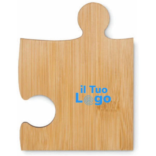 Set di 4 sottobicchieri puzzle beige - personalizzabile con logo