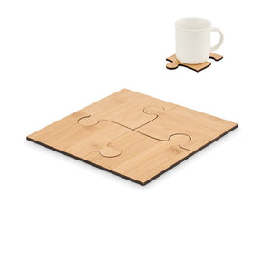 Set di 4 sottobicchieri puzzle beige - personalizzabile con logo