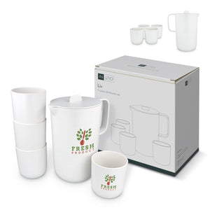 Set di 5 bicchieri in rPET InSideOut Liv Bianco - personalizzabile con logo