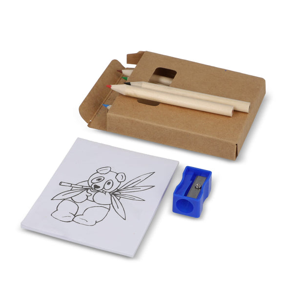 Set di 8 pezzi da colorare in scatola kraft natural - personalizzabile con logo