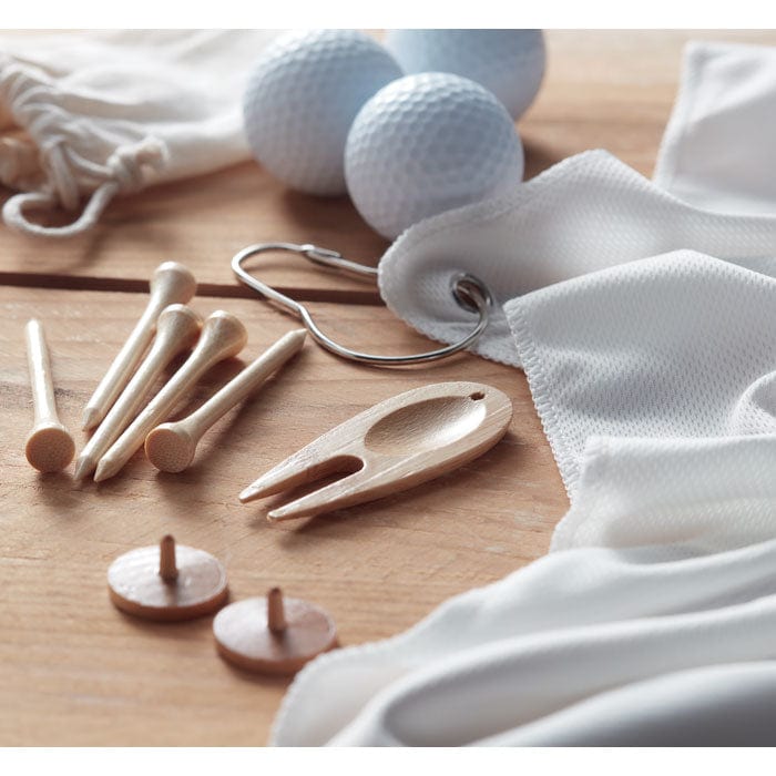 Set di accessori da golf beige - personalizzabile con logo
