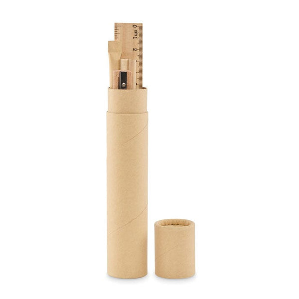 Set di articoli di cancelleria tube beige - personalizzabile con logo