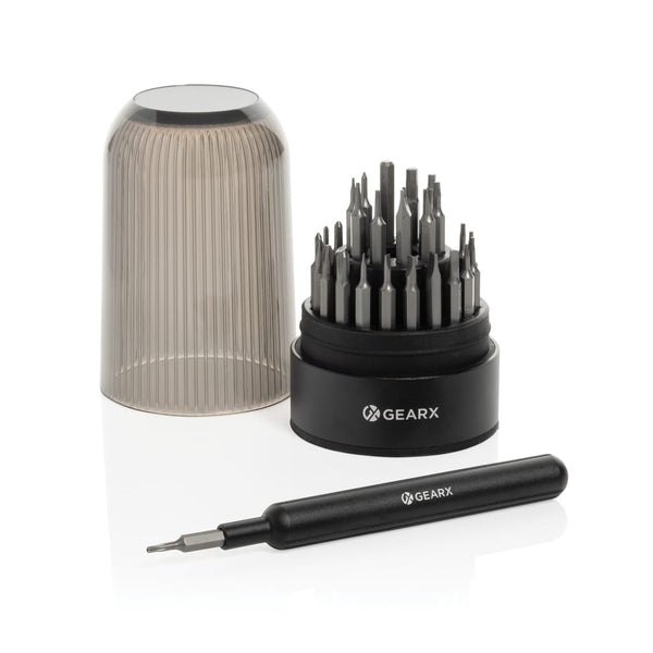 Set di cacciaviti 31 in 1 multifunzionali Gear X nero - personalizzabile con logo