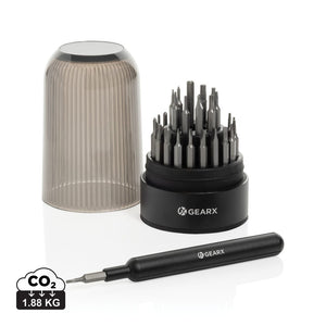 Set di cacciaviti 31 in 1 multifunzionali Gear X nero - personalizzabile con logo