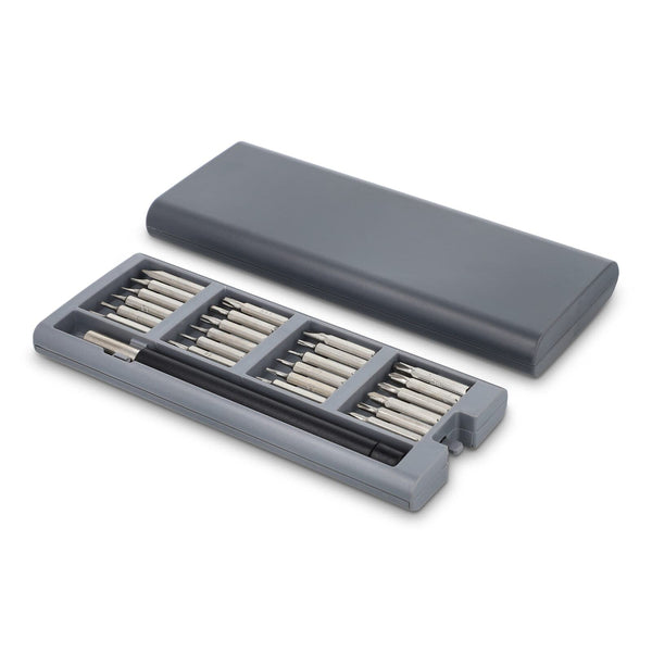 Set di cacciaviti di precisione 24 in 1 con organizer Grigio - personalizzabile con logo