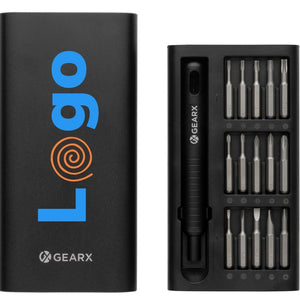 Set di cacciaviti di precisione 31 in 1 Gear X nero - personalizzabile con logo