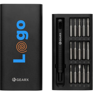 Set di cacciaviti di precisione 31 in 1 Gear X nero - personalizzabile con logo